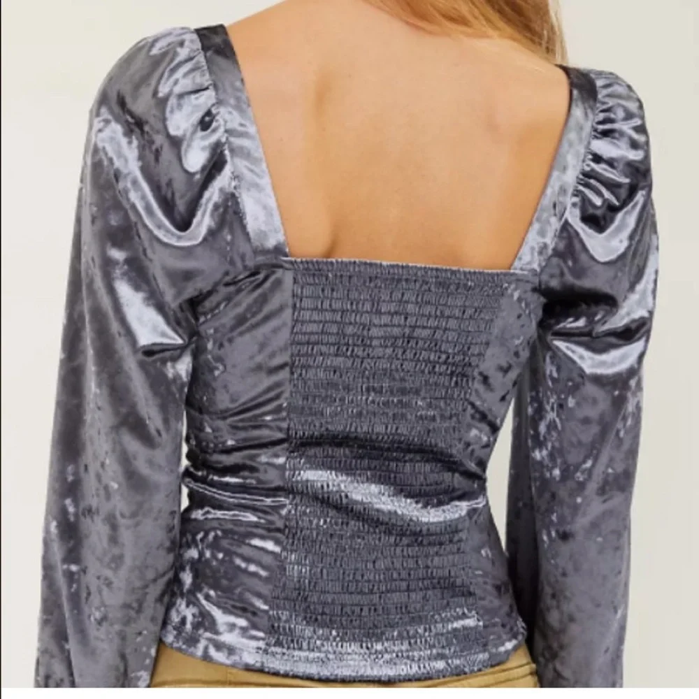 Anthropologie Jessima Square Neck Puff Sleeve Velvet top, S, NWOT - Picture 2 of 10